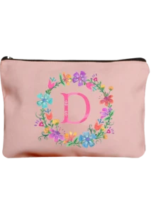 Necessaire Personalizada com Letra em Inglês, Necessaire de Maquiagem Floral em Aquarela na Moda, Necessaire de Cosméticos com Zíper Minimalista, Necessaire de Viagem com Zíper para Artigos de Toalete, Bolsa de Armazenamento para Esmalte de Unha, Bolsa Porta-Pincéis de Maquiagem (Conjunto de Presente), Necessaire de Cosméticos/Porta-Moedas