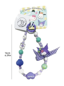 Sanrio Fruit Bead Chain（Purple）, Adorable Kuromi Figure Deseign, Creative Design with PVC Panel & Alloy Button, Perfect for Bag & Phone Decoration, Stylish & Durable Collectible for All Ages, Ideal Gift for Anime & Sanrio Fans - Kuromi - 查看 2