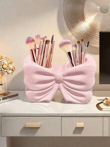 蝴蝶结造型牙刷架，可爱牙刷化妆品收纳架，个性化蝴蝶结装饰，蝴蝶结造型牙刷整理器，浴室台面配件，家用浴室用品（粉色/白色），也可作桌面花瓶装饰 - 彩色 - 查看 4