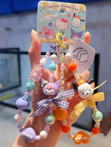 Sanrio Fruit Bead Chain（Purple）, Adorable Kuromi Figure Deseign, Creative Design with PVC Panel & Alloy Button, Perfect for Bag & Phone Decoration, Stylish & Durable Collectible for All Ages, Ideal Gift for Anime & Sanrio Fans - Kuromi - 查看 6