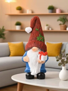 Figura decorativa de gnomo navideño, 1 pieza, accesorios de decoración para barra de café, pareja de gnomos sosteniendo un regalo, decoraciones de otoño para el hogar, mesa u oficina