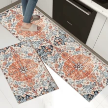 1pc Printed Silica Gel Kitchen Mat, Rug, Doormat, Easy To Clean, Rectangular Printed Carpet, Suitable For Living Room, Bedroom, Hallway, Bathroom, Laundry Room - Polyester Carpet, Suitable For Indoor And Outdoor Home Decor