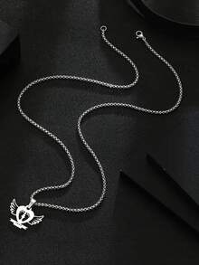 1pc Customized Carved Heart & Wings Pendant Necklace - Personalized Name, Stainless Steel Jewelry, Valentine's Day, Mother's Day, Christmas Gift For Her/Him, Couple Everyday/Party Wear Heart Necklace, Holiday Gift, Elegant Design, High-Quality Craftsmanship, Romantic Present - Item 6 - View 6