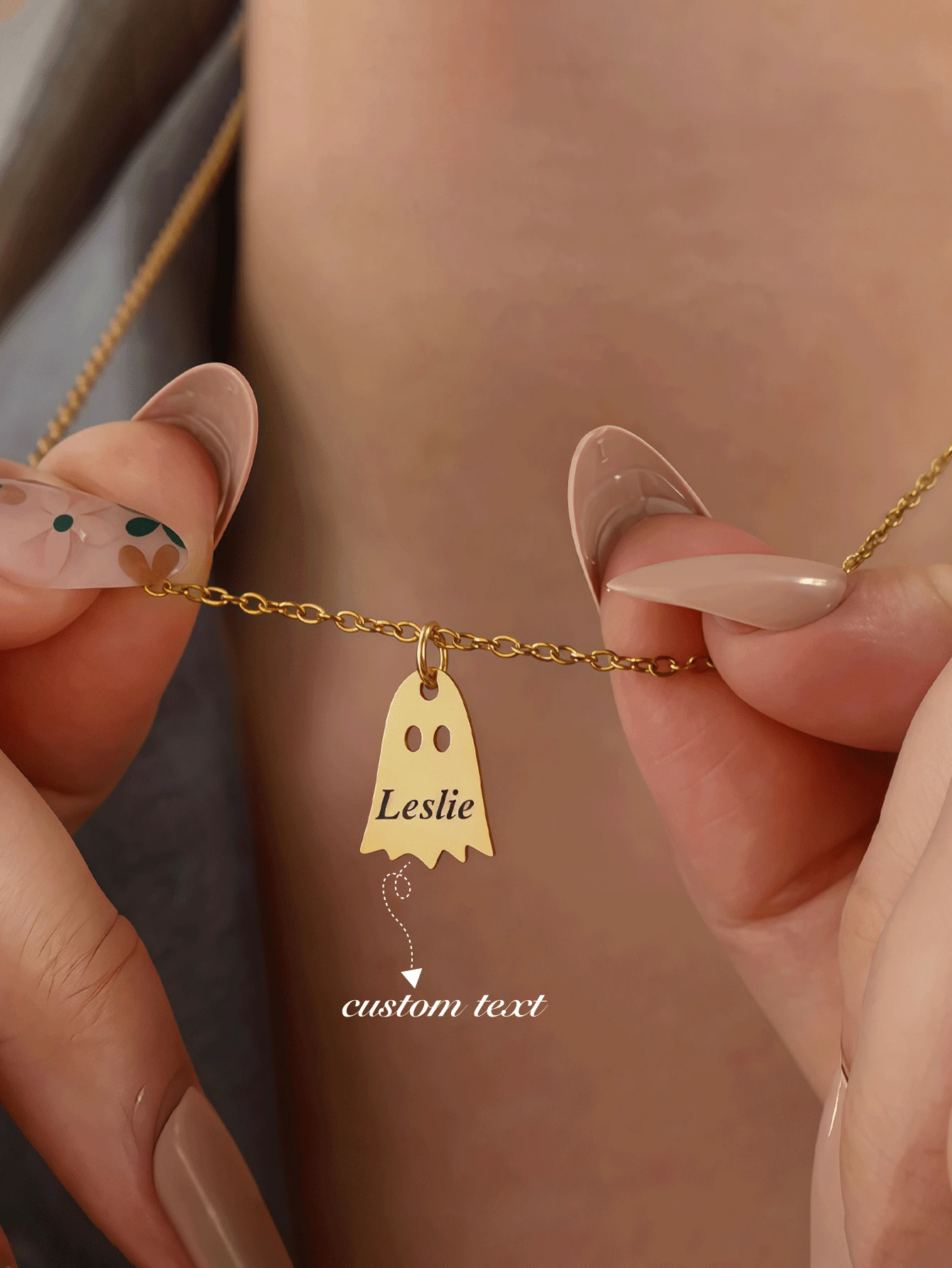 1 Custom Halloween Ghost Necklace With Customizable Text Name And Durable Stainless Steel Material, Suitable As A Necklace Accessory To Give To Friends/Family/Classmates/Elegant And Fashionable Autumn And Winter. Customized Halloween Ghost Necklace - Stainless Steel Cute And Exquisite Jewelry,Clothing, Shoes & Jewelry