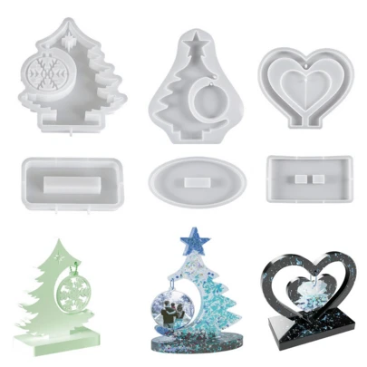 1 khuôn silicon tự làm hình cây thông Noel nhỏ giọt bằng nhựa, trang trí khung ảnh, tấm treo hình bông tuyết, khuôn thạch cao.