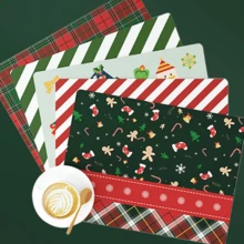 1PC Christmas Linen Table Mat Anti Slip And Heat-Insulating Holiday Decoration Tableware Mat Essential For Christmas Table Decoration
