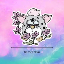 Floral Koala Cute Furby Sticker - Asymmetrical Shape, Self-Adhesive Car Sticker, Suitable For Cars, Laptops Etc. - Single Use, High Quality, Car Sticker