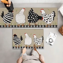 1 Stück Teppich mit Hahn-Muster aus Silikagel für die Küche, waschbarer rechteckiger Teppich für Wohnzimmer, Schlafzimmer, Flur, Badezimmer, Waschküche - Polyester Teppich, geeignet für Innen- und Außenbereich Heimdekoration