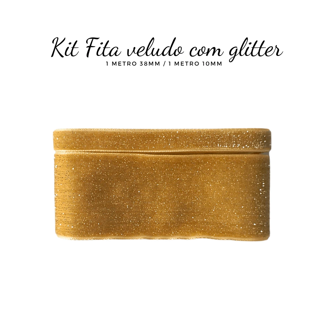 Sponged Velvet Ribbon Kit With Glitter - Gold With Glitter - View 1