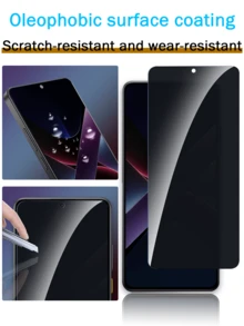 3 片装小米 Mi 和 Redmi 隐私屏幕保护膜，双层防碎防窥钢化玻璃膜，[防撞 - 私人保护] - 黑色 - 查看 3