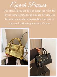 Women's Crossbody Bag Purse Metallic Crocodile Print Handle Satchel Shoulder Bag Purse Women's Retro Texture Crossbody Bag Mini Square Handbag Small Everyday Clutch Purses Suitable For Sending Friends Shopping, Dating, Business Trips, And Business Use Thanksgiving Dinner Purse - 彩色 - 查看 4