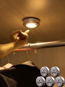 إضاءة خزانة بتقنية LED، مفتاح لمس، تعمل ببطارية AAA، سهلة التركيب، إضاءة ليلية محمولة وصغيرة الحجم مناسبة للسلالم والممرات والخزائن والخزانات والمطابخ والجدران والغرف والحمامات والسفر والتخييم وغيرها - فضي - مشاهدة 2