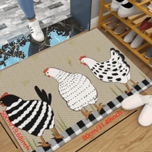 1 Stück Teppich mit Hahn-Muster aus Silikagel für die Küche, waschbarer rechteckiger Teppich für Wohnzimmer, Schlafzimmer, Flur, Badezimmer, Waschküche - Polyester Teppich, geeignet für Innen- und Außenbereich Heimdekoration