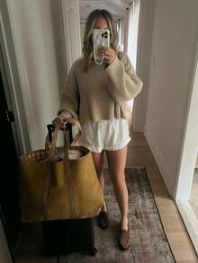 كنزة صوفية نسائية جديدة ذات رقبة عالية محبوكة للخريف والشتاء، بتصميم كاجوال فضفاض مناسب للارتداء اليومي، قياس ضيق، مناسبة لعيد الهالوين