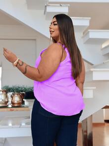 Duna Women's Plus Size Tank Top With Pearl Buttons GG G1 To G3 - 紫丁香 - 查看 3