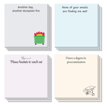 4pcs Funny Office Sticky Notes 3x3 Inch 50 Sheets Funny Office Note Pads Adhesive Funny Office Sticky Notes For School Office Home Supplies Students Teachers Gift