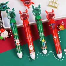 5支裝聖誕亮片10色圓珠筆，卡通學生多色可伸縮筆，適合手帳記錄，聖誕禮物（隨機顏色），開學季 - 彩色 - 查看 3