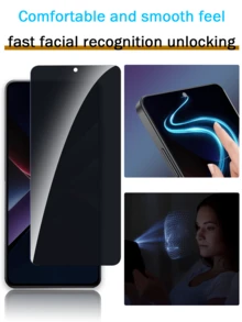 3 片装小米 Mi 和 Redmi 隐私屏幕保护膜，双层防碎防窥钢化玻璃膜，[防撞 - 私人保护] - 黑色 - 查看 2
