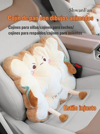 Cojín de pan de dibujos animados,cojín para silla,cojín para coche,cojín para el trasero,Cojín para silla de oficina, cojín para ventana salediza.Suave y cómodo, tejido de terciopelo cristalino, suave y delicado al tacto.Resistente a la presión y transpirable, grosor 10 cm.Dimensiones: 40 x 40 x 10 cm Cojín de felpa con forma de pétalo Toast