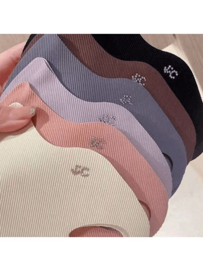 1pc/2pcs/3pcs Women's Fashion Solid Color Black/Brown/Gray/Light Purple/Pink Rhinestone Decorated Lightweight & Breathable Face Mask Set (Suitable For Large Faces, Size Runs Large), Ideal For Outdoor, Travel, Vacation