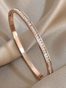 3 Piezas/1 Pieza Pulseras de Brazalete de Tenis de Acero Inoxidable Chapado en Oro de 18K Estilo Minimalista de Lujo para Mujeres, Joyería Bohemia para Halloween, Navidad, Acción de Gracias, Fiesta Diaria, Verano, Regalo para Mamá, Regalo de Regreso a Clases, Regalo de Cumpleaños, Regalo de Boda - Multicolor - Ver 5