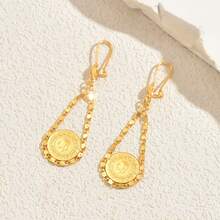 1 szt. Modne, spersonalizowane kolczyki z portretem i monetą, damskie, w odcieniu złota, pasujące do stylu vintage