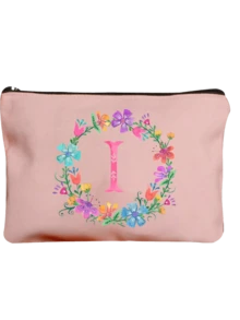 Necessaire Personalizada com Letra em Inglês, Necessaire de Maquiagem Floral em Aquarela na Moda, Necessaire de Cosméticos com Zíper Minimalista, Necessaire de Viagem com Zíper para Artigos de Toalete, Bolsa de Armazenamento para Esmalte de Unha, Bolsa Porta-Pincéis de Maquiagem (Conjunto de Presente), Necessaire de Cosméticos/Porta-Moedas