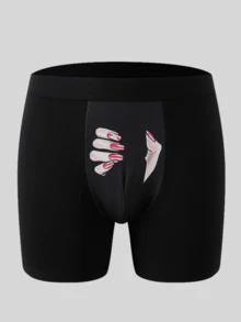 Men's Underwear, Funny Elephant Palm Print Briefs Suitable For Weddings, & Comfortable Men's Boxer Briefs Men's Sports Boxing Trunks Gift For Boyfriend