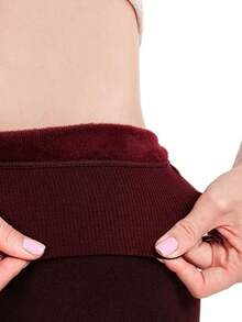 1 Pair Ladies Thick Thermal Lined Tights, Stirrup Leggings For Fall & Winter High Waist Thick Wool Pant Winter Clothes Women - Red - View 5