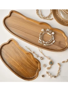 1 Stück Akazienholz Wolken kreative Massivholz Tablett, Schmuck und Kosmetik Aufbewahrungstablett, Küchen- und Badezimmer Tablett, Dessert, Snack, Snack Tablett, Obstschale, Geschirr Tablett, dekorative Präsentationsplatte im europäischen Stil, Vintage Tisch Dekorationstablett, Weihnachts-, Halloween-Dekorationstablett