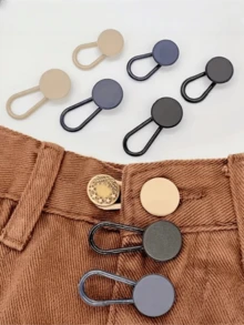5pcs Adjustable Waistband Extender Buttons, No-Punch Jeans Expansion Buckles, Removable Stretch Fasteners, Casual Streetwear Style, Hand Wash Or Dry Clean, Plastic Material, Ideal For Weekend And Daily Wear - Multicolor - View 1