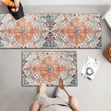 1pc Printed Silica Gel Kitchen Mat, Rug, Doormat, Easy To Clean, Rectangular Printed Carpet, Suitable For Living Room, Bedroom, Hallway, Bathroom, Laundry Room - Polyester Carpet, Suitable For Indoor And Outdoor Home Decor