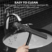 Handheld Silicone Scraper, With Hook Glass Wiper, Shower Scraper, Home Cleaning Scraper, Window Scraper, Water Removal Scraper, Suitable For Shower Doors, Bathrooms, Windows And Car Glass, Cleaning Supplies, Cleaning Tools Back To School - Black - View 9