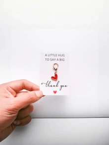 1/2/5个装心形金属钥匙扣，可定制留言卡 - 金色吊坠，卡通心形，感谢礼物，送给老师、女朋友、妈妈、闺蜜 | 个性化礼物 | 圣诞节理想之选 - 紅色 - 查看 4