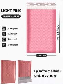 10/20/30/50 件金属气泡信封、全息气泡信封、聚乙烯填充信封、防水自封粘性运输袋、铝箔闪光魅力运输信封、全息缓冲信封 - 粉色 - 查看 4