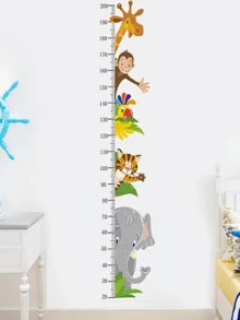 1 pieza Adhesivo de gráfico de altura, Pegatina de gráfico de crecimiento con patrón de coche de dibujos animados, camión, tractor, bulldozer, regla de medición de crecimiento, decoración de pared para dormitorio y hogar - Multicolor - Ver 12