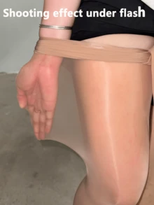 大码女式20D夜光透明连裤袜 | 性感塑形弹力连裤袜，适合日常穿着和派对之夜 - 咖啡棕 - 查看 5