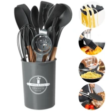 Lislark Set Of 14PCS Kitchen Utensils Set Silicone Cooking Nonstick Spatula Turner Spoon Tools - Grey - View 4