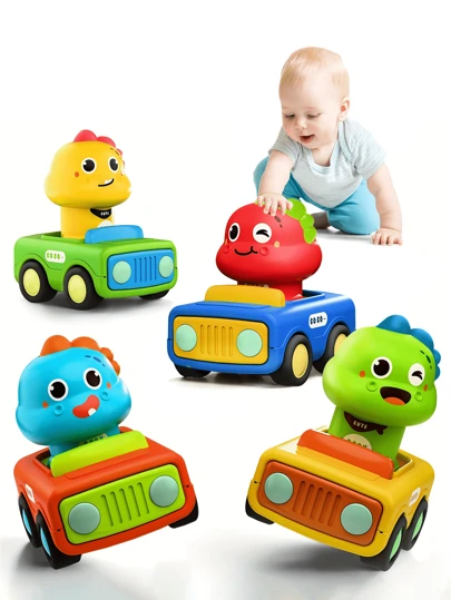 1 st. tecknad djurformad push & go-leksaksbil, friktionsdriven leksaksbil, lämplig för 1-3 år gamla småbarn, dinosaurieformad billeksak, babyleksak, födelsedags-/jul-/halloweenpresent till 1-3-åriga pojkar