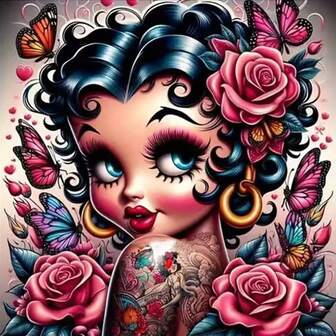 Cartoon Cool Girl 5D Round Diamond Full Drill Art Painting Kit, Embroidery Mosaic Art Picture, Home Decor, Festive Gift, Oil Canvas, Diamond Painting Supplies