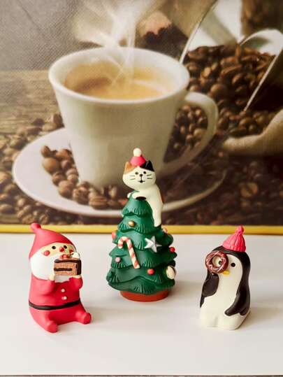 Christmas Decoration Gift Cute Santa Claus Cat Desktop Ornament, New Year Gift, Christmas Tree Climbing Cat Christmas Decoration Creative Miniature Scene Matching Ornament, High-Quality Christmas Furniture Ornament, Cute Christmas Gift For Friends, Small Gift, Cute Santa Claus Cat Desktop Ornament, Penguin Santa Claus Decoration Creative Miniature Scene Matching Ornament, Display Cabinet Ornament, Gift For Birthday, Graduation Home Decor Christmas Decorations Room Decor