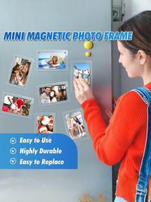1/6 pièces/set Cadres photo acryliques pour réfrigérateur, cadres photo transparents pour mini photos instantanées de taille portefeuille pour réfrigérateur