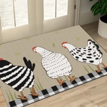 1 Stück Teppich mit Hahn-Muster aus Silikagel für die Küche, waschbarer rechteckiger Teppich für Wohnzimmer, Schlafzimmer, Flur, Badezimmer, Waschküche - Polyester Teppich, geeignet für Innen- und Außenbereich Heimdekoration
