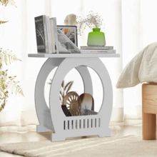 Lislark Bedside Table Cabinet Side End Coffee Tea Table Nightstand Storage Shelf White - White - View 2