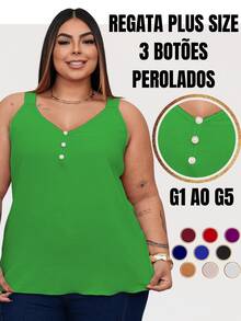 Duna Women's Plus Size Tank Top With Pearl Buttons GG G1 To G3 - Bandera Verde - Ver 1