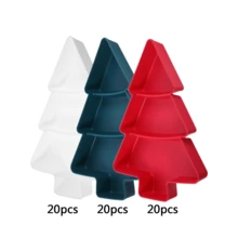 Bandeja multicompartimento con forma de árbol de Navidad para servir frutos secos, aperitivos y dulces, adecuada para servir alimentos, aperitivos, bebidas, sushi, pizza, postres, pasteles y pan, bandeja de desayuno, bandeja de café, bandeja de té, bandeja de delicatessen, menaje de cocina del hogar, bandeja de servir reutilizable con ambiente navideño, 1 pieza