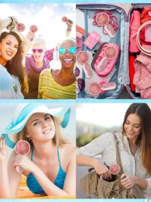 Mini Portable Fan, Cute Handheld Fan Battery Operated Lightweight Small Personal Fan With 3 Speeds And USB Rechargeable Eyelash Fan For Stylish Girl Kids Women Men Office Outdoor Travel Camping - 均碼 - 查看 6