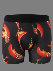 Men's Underwear, Funny Banana & Chili Print Briefs Suitable For Weddings, & Comfortable Men's Boxer Briefs Men's Sports Boxing Trunks, Gift For Boyfriend