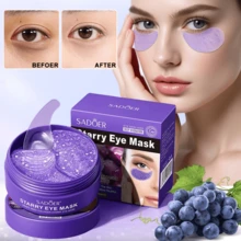 1片保湿葡萄眼膜，滋养水晶凝胶紧致眼周肌肤，减少皱纹，淡化黑眼圈，抗衰老保湿胶原蛋白玻尿酸凝胶眼膜，修复、滋养并紧致眼周肌肤，令其更紧致、更有弹性、更透亮，个人护理眼膜 - 紫色 - 查看 4