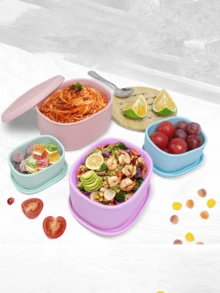 带盖嵌套硅胶食品储存容器、带盖小食品容器、午餐水果容器、可重复使用的密封硅胶餐盒、冰箱洗碗机适用、圣诞派对零食露营午餐便当盒、返校 - 彩色 - 查看 5